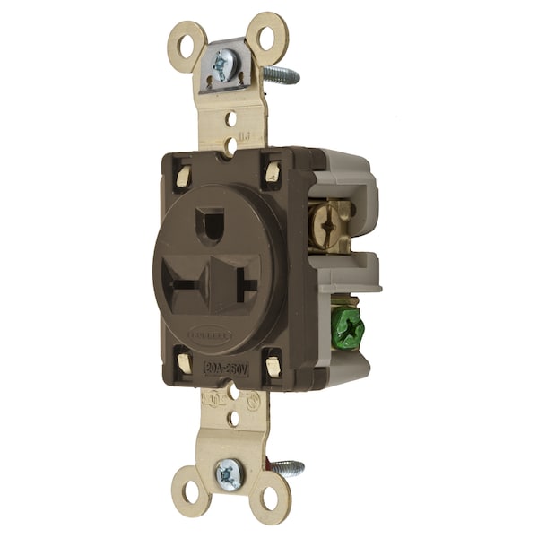 Straight Blade Receptacle, 6-20R, 20 A, 250V AC, 2 Pole, 3 Wire, Flush Mount, Isolated Ground